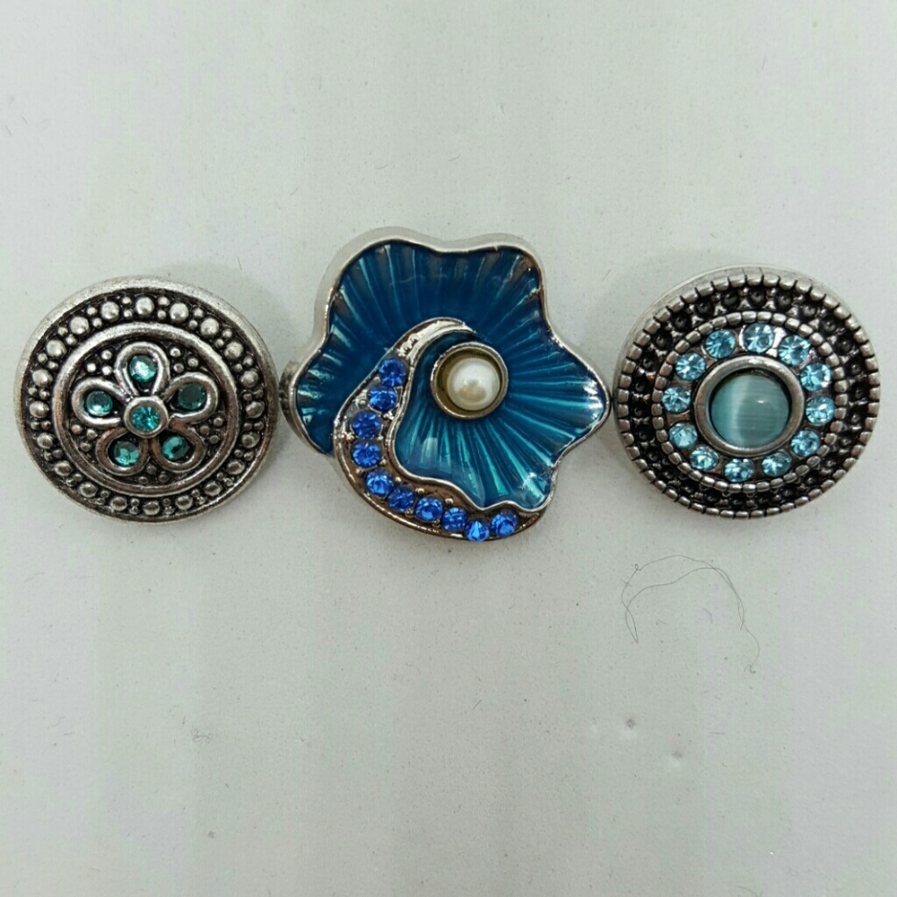 Set of three snap charms for snap bracelet